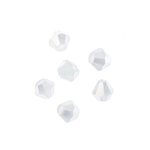 Crystal Lane Bicone 2 Strand 7in (Apx96pcs) 4mm Opaque White Matt AB