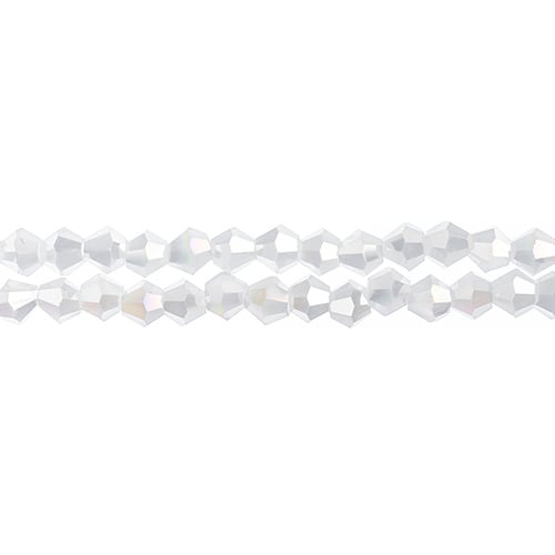 Crystal Lane Bicone 2 Strand 7in (Apx96pcs) 4mm Opaque White Matt AB
