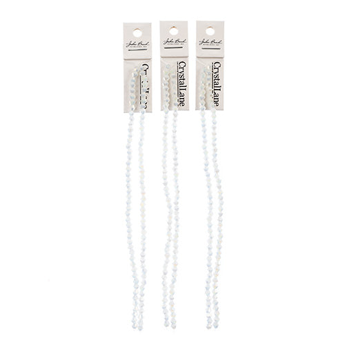 Crystal Lane Bicone 2 Strand 7in (Apx96pcs) 4mm Opaque White Matt AB