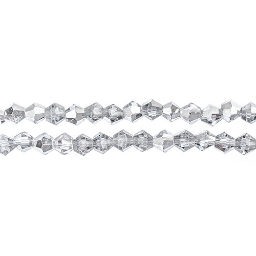 Crystal Lane Bicone 2 Strand 7in (Apx96pcs) 4mm Transparent Half Silver Iris