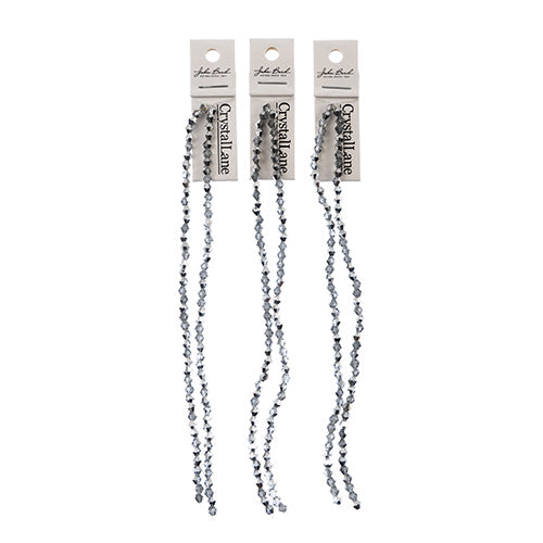 Crystal Lane Bicone 2 Strand 7in (Apx96pcs) 4mm Transparent Half Silver Iris