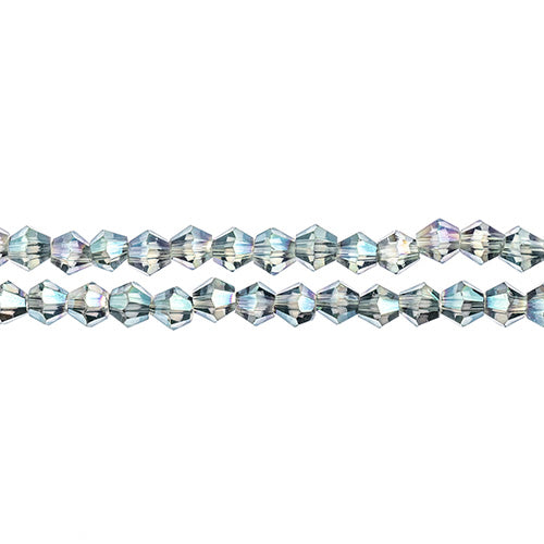 Crystal Lane Bicone 2 Strand 7in (Apx96pcs) 4mm Transparent Green Luster