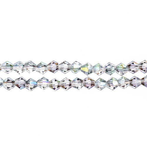 Crystal Lane Bicone 2 Strand 7in (Apx96pcs) 4mm Transparent Rose Green Luster