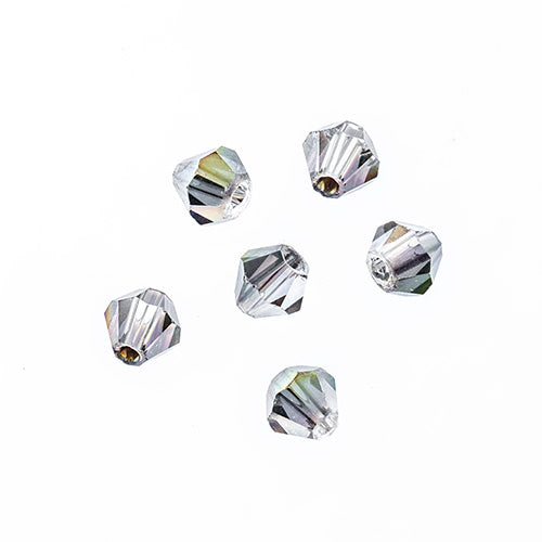 Crystal Lane Bicone 2 Strand 7in (Apx96pcs) 4mm Transparent Rose Green Luster