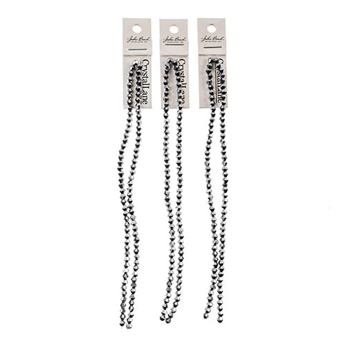 Crystal Lane Bicone 2 Strand 7in (Apx96pcs) 4mm Opaque Silver Iris