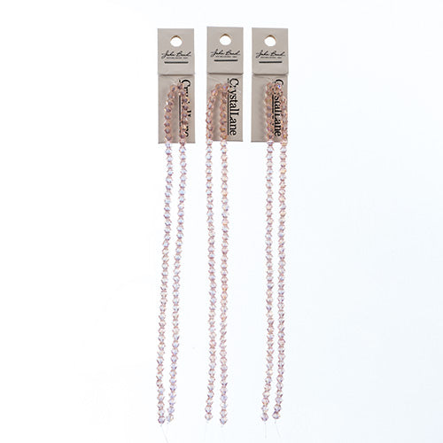 Crystal Lane Bicone 2 Strand 7in (Apx96pcs) 4mm Transparent Pink AB