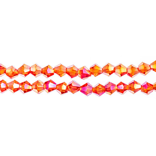 Crystal Lane Bicone 2 Strand 7in (Apx96pcs) 4mm Transparent Red AB