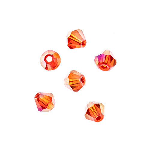 Crystal Lane Bicone 2 Strand 7in (Apx96pcs) 4mm Transparent Red AB