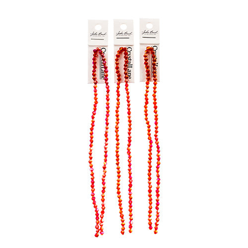 Crystal Lane Bicone 2 Strand 7in (Apx96pcs) 4mm Transparent Red AB