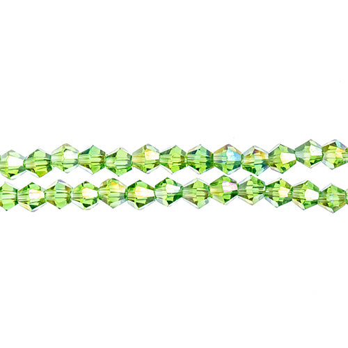 Crystal Lane Bicone 2 Strand 7in (Apx96pcs) 4mm Transparent Green AB