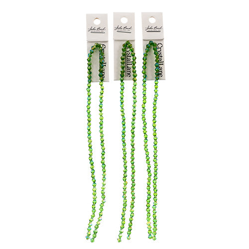 Crystal Lane Bicone 2 Strand 7in (Apx96pcs) 4mm Transparent Green AB