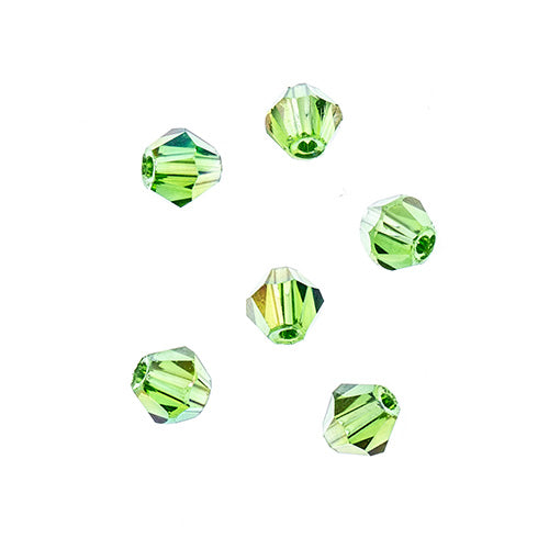 Crystal Lane Bicone 2 Strand 7in (Apx96pcs) 4mm Transparent Green AB