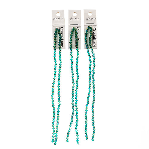 Crystal Lane Bicone 2 Strand 7in (Apx96pcs) 4mm Transparent Dark Green AB