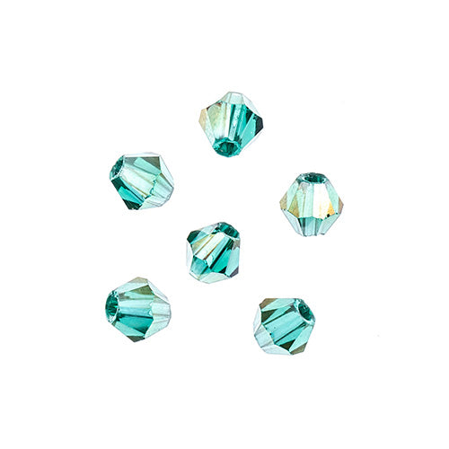 Crystal Lane Bicone 2 Strand 7in (Apx96pcs) 4mm Transparent Dark Green AB