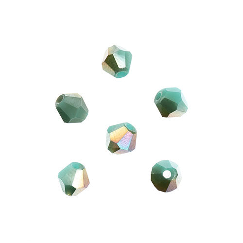 Crystal Lane Bicone 2 Strand 7in (Apx96pcs) 4mm Opaque Turquoise/Half Champagne Luster