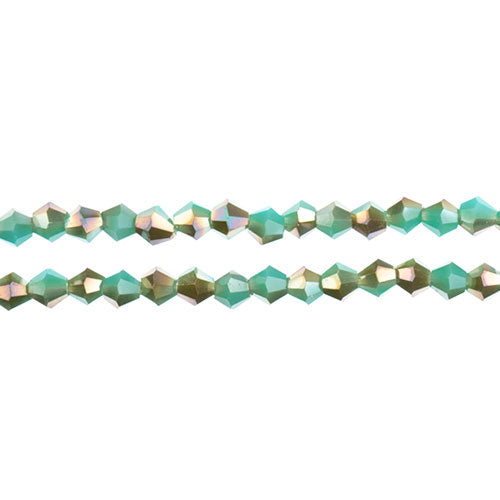 Crystal Lane Bicone 2 Strand 7in (Apx96pcs) 4mm Opaque Turquoise/Half Champagne Luster