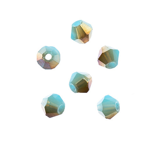 Crystal Lane Bicone 2 Strand 7in (Apx96pcs) 4mm Opaque Blue/Half Champagne Luster