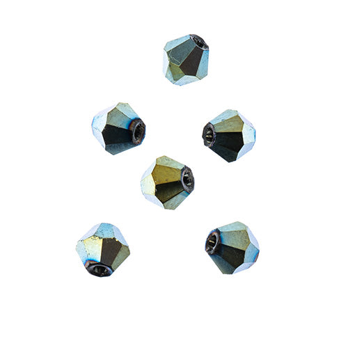 Crystal Lane Bicone 2 Strand 7in (Apx96pcs) 4mm Opaque Green Iris