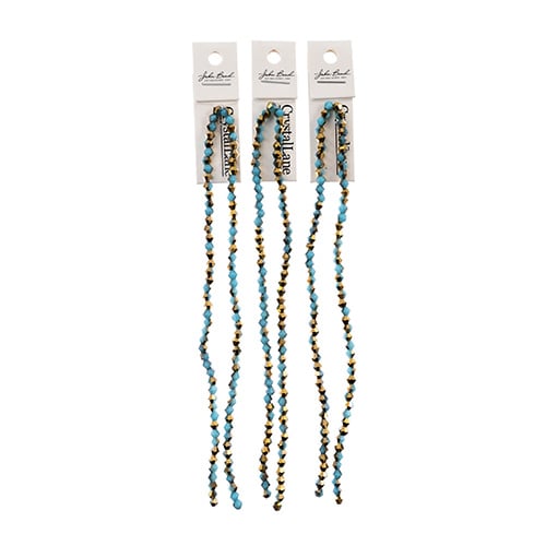 Crystal Lane Bicone 2 Strand 7in (Apx96pcs) 4mm Opaque Dark Blue/Half Gold Iris