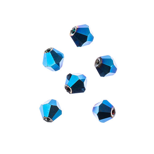 Crystal Lane Bicone 2 Strand 7in (Apx96pcs) 4mm Opaque Blue Iris