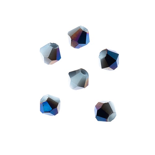 Crystal Lane Bicone 2 Strand 7in (Apx96pcs) 4mm Opaque Light Blue/Half Blue Iris