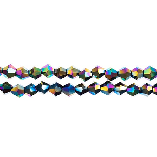 Crystal Lane Bicone 2 Strand 7in (Apx96pcs) 4mm Opaque Multi Iris