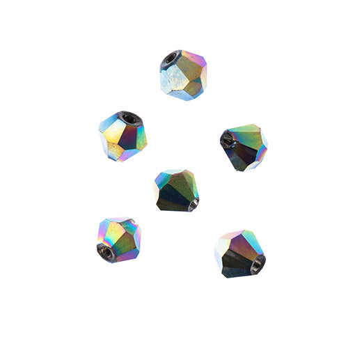 Crystal Lane Bicone 2 Strand 7in (Apx96pcs) 4mm Opaque Multi Iris