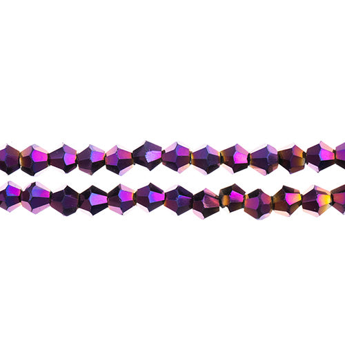 Crystal Lane Bicone 2 Strand 7in (Apx96pcs) 4mm Opaque Purple Iris