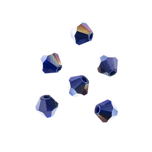 Crystal Lane Bicone 2 Strand 7in (Apx96pcs) 4mm Opaque Dark Sapphire/Half Iris