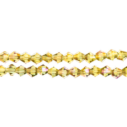 Crystal Lane Bicone 2 Strand 7in (Apx96pcs) 4mm Transparent Light Amber/Purple Luster