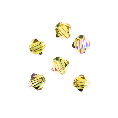 Crystal Lane Bicone 2 Strand 7in (Apx96pcs) 4mm Transparent Light Amber/Purple Luster