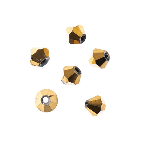 Crystal Lane Bicone 2 Strand 7in (Apx96pcs) 4mm Opaque Gold Iris