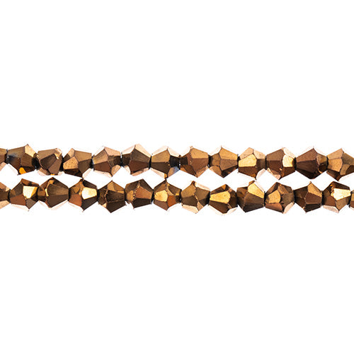 Crystal Lane Bicone 2 Strand 7in (Apx96pcs) 4mm Opaque Copper Iris