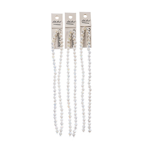 Crystal Lane Bicone 2 Strand 7in (Apx64pcs) 6mm Opaque White Matt AB