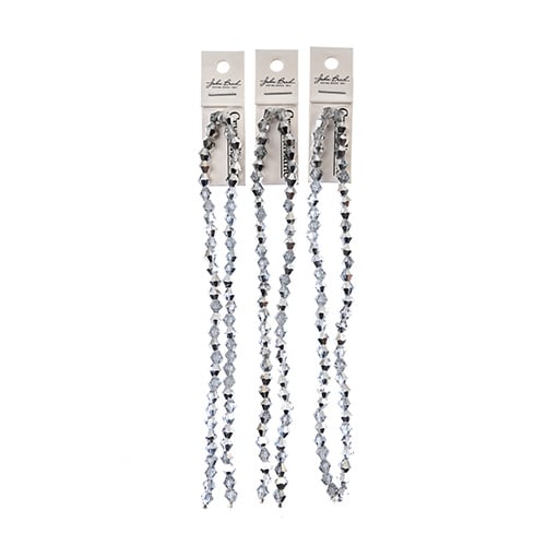 Crystal Lane Bicone 2 Strand 7in (Apx64pcs) 6mm Transparent Half Silver Iris