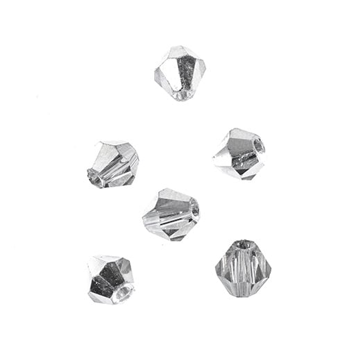 Crystal Lane Bicone 2 Strand 7in (Apx64pcs) 6mm Transparent Half Silver Iris