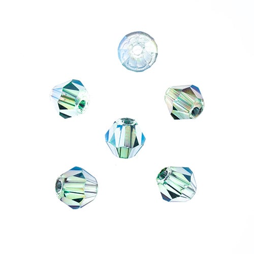 Crystal Lane Bicone 2 Strand 7in (Apx64pcs) 6mm Transparent Green Luster