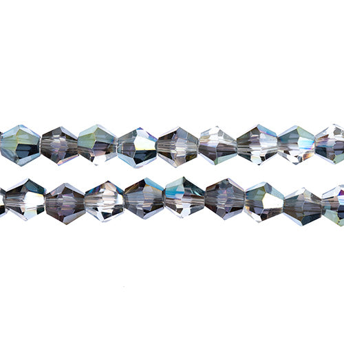 Crystal Lane Bicone 2 Strand 7in (Apx64pcs) 6mm Transparent Rose Green Luster