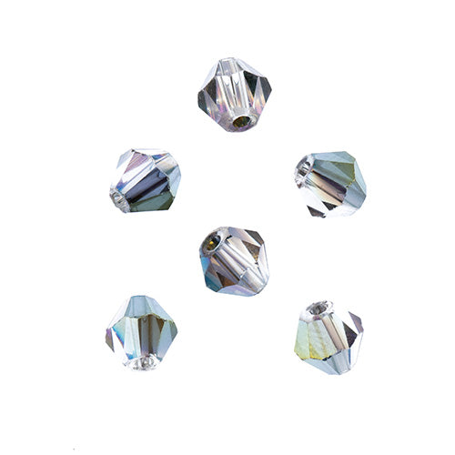 Crystal Lane Bicone 2 Strand 7in (Apx64pcs) 6mm Transparent Rose Green Luster