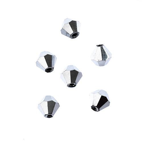 Crystal Lane Bicone 2 Strand 7in (Apx64pcs) 6mm Opaque Silver Iris