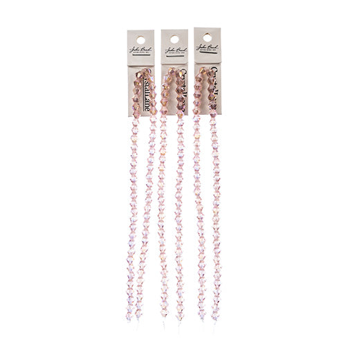 Crystal Lane Bicone 2 Strand 7in (Apx64pcs) 6mm Transparent Pink AB