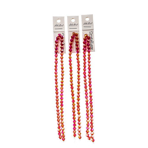 Crystal Lane Bicone 2 Strand 7in (Apx64pcs) 6mm Transparent Red AB