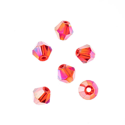 Crystal Lane Bicone 2 Strand 7in (Apx64pcs) 6mm Transparent Red AB