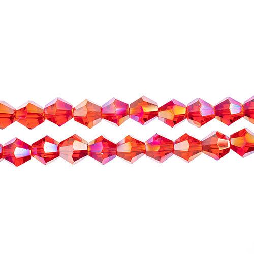Crystal Lane Bicone 2 Strand 7in (Apx64pcs) 6mm Transparent Red AB
