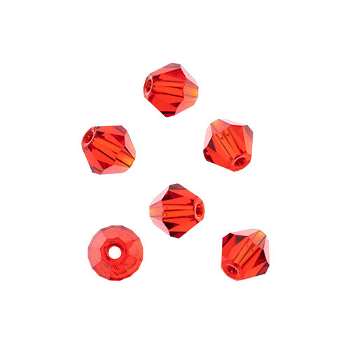 Crystal Lane Bicone 2 Strand 7in (Apx64pcs) 6mm Transparent Red