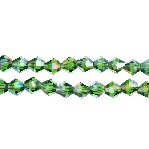 Crystal Lane Bicone 2 Strand 7in (Apx64pcs) 6mm Transparent Green AB
