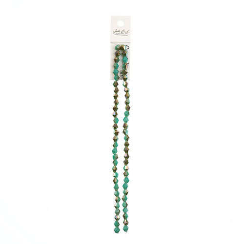 Crystal Lane Bicone 2 Strand 7in (Apx64pcs) 6mm Opaque Turquoise/Half Champagne Luster