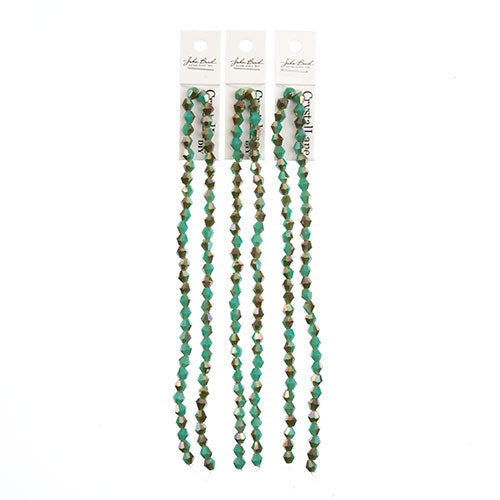 Crystal Lane Bicone 2 Strand 7in (Apx64pcs) 6mm Opaque Turquoise/Half Champagne Luster