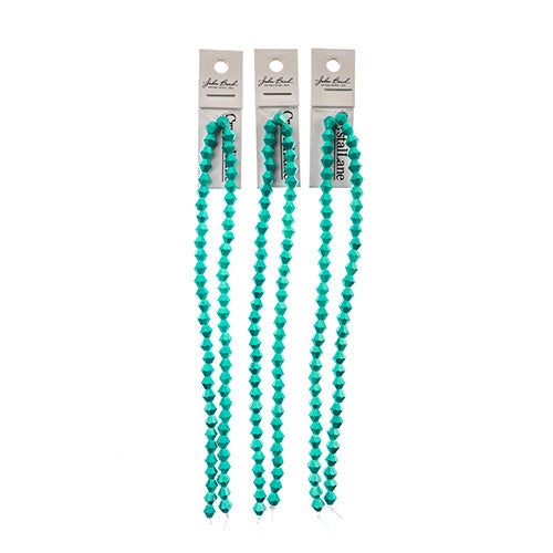 Crystal Lane Bicone 2 Strand 7in (Apx64pcs) 6mm Opaque Turquoise Blue