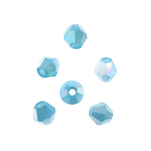 Crystal Lane Bicone 2 Strand 7in (Apx64pcs) 6mm Opaque Blue AB